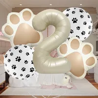 32-Inch Number Shaped Aluminum Foil Balloon Pet Animal Theme Paw Balloon Set Birthday Party Photography Props Celebration main image 3