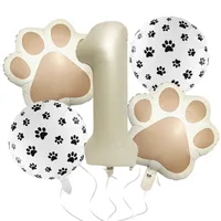 32-Inch Number Shaped Aluminum Foil Balloon Pet Animal Theme Paw Balloon Set Birthday Party Photography Props Celebration sku image 1