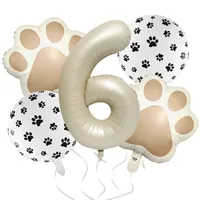 32-Inch Number Shaped Aluminum Foil Balloon Pet Animal Theme Paw Balloon Set Birthday Party Photography Props Celebration sku image 6