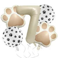 32-Inch Number Shaped Aluminum Foil Balloon Pet Animal Theme Paw Balloon Set Birthday Party Photography Props Celebration sku image 7