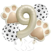 32-Inch Number Shaped Aluminum Foil Balloon Pet Animal Theme Paw Balloon Set Birthday Party Photography Props Celebration sku image 9