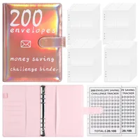 100 Envelopes Challenge Loose-Leaf Notebook 200 Days Saving Money Cash Envelope Saving Challenge Book Leather Durable Paper sku image 4