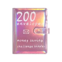 100 Envelopes Challenge Loose-Leaf Notebook 200 Days Saving Money Cash Envelope Saving Challenge Book Leather Durable Paper sku image 2