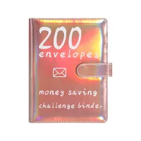 100 Envelopes Challenge Loose-Leaf Notebook 200 Days Saving Money Cash Envelope Saving Challenge Book Leather Durable Paper sku image 3