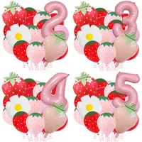 New Matte Strawberry Aluminum Foil Balloon Set Children's Birthday Party Fruit Themed Photography Props Scene Decoration main image 1
