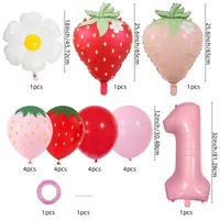 New Matte Strawberry Aluminum Foil Balloon Set Children's Birthday Party Fruit Themed Photography Props Scene Decoration main image 2