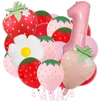 New Matte Strawberry Aluminum Foil Balloon Set Children's Birthday Party Fruit Themed Photography Props Scene Decoration main image 3