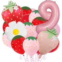 New Matte Strawberry Aluminum Foil Balloon Set Children's Birthday Party Fruit Themed Photography Props Scene Decoration sku image 9