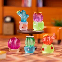 Glowing Cactus Landscape Micro Landscape Resin Crafts DIY Decoration Accessories Car Miniature Statue Simple Style main image 2