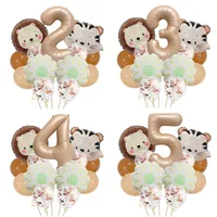 Retro Forest Tiger Lion Animal Balloon Set Caramel Digital Birthday Party Decoration Balloon Aluminum Foil Material main image 1