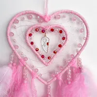 Creative Hollow Heart-Shaped Dreamcatcher Decorations Nordic American Wedding Celebration Bedroom Hanging Decorations Hoop Feather main image 3
