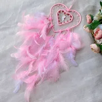 Creative Hollow Heart-Shaped Dreamcatcher Decorations Nordic American Wedding Celebration Bedroom Hanging Decorations Hoop Feather main image 4