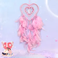 Creative Hollow Heart-Shaped Dreamcatcher Decorations Nordic American Wedding Celebration Bedroom Hanging Decorations Hoop Feather sku image 1