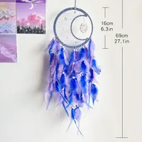 Natural Crystal Dreamcatcher Bohemian Style Wall Hanging Decorations Indoor Home Decoration Wind Chimes Handmade Hoop Feather main image 2