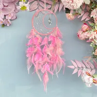 Natural Crystal Dreamcatcher Bohemian Style Wall Hanging Decorations Indoor Home Decoration Wind Chimes Handmade Hoop Feather sku image 1