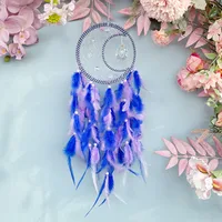 Natural Crystal Dreamcatcher Bohemian Style Wall Hanging Decorations Indoor Home Decoration Wind Chimes Handmade Hoop Feather sku image 3