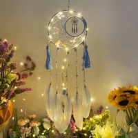 Handmade Colored Copper Wire Dreamcatcher Hanging Decorations High Quality Feather Dreamcatcher Wind Chimes Iron Hoop Holiday Decoration main image 1