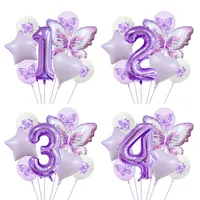 New Purple Butterfly Foil Balloon Decoration Matte Heart-Shaped Stars One Year Old Birthday Printing Butterfly Rubber Balloons main image 1