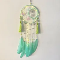 Handmade Colored Copper Wire Dreamcatcher Hanging Decorations High Quality Feather Dreamcatcher Wind Chimes Iron Hoop Holiday Decoration main image 4