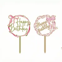 Acrylic Bow Birthday Cake Decoration UV Color Printing Party Supplies Holiday Decoration Plastic Material main image 5