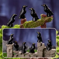 Halloween Black Head Tilt Crow Resin Decorations DIY Cute Small Animal Handmade Particles Figurine Cartoon Style main image 1