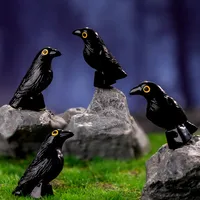 Halloween Black Head Tilt Crow Resin Decorations DIY Cute Small Animal Handmade Particles Figurine Cartoon Style main image 3