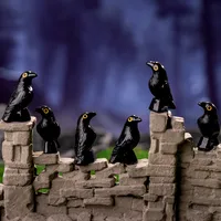 Halloween Black Head Tilt Crow Resin Decorations DIY Cute Small Animal Handmade Particles Figurine Cartoon Style main image 4