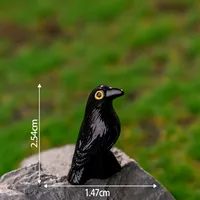 Halloween Black Head Tilt Crow Resin Decorations DIY Cute Small Animal Handmade Particles Figurine Cartoon Style sku image 1