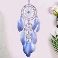 Original Fantasy Dwarf Dopamine Dreamcatcher Hand-Woven Wind Chimes Girl Heart Bedroom Decorations Hoop Feather Simple Style main image 1