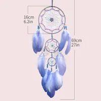 Original Fantasy Dwarf Dopamine Dreamcatcher Hand-Woven Wind Chimes Girl Heart Bedroom Decorations Hoop Feather Simple Style main image 2