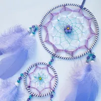 Original Fantasy Dwarf Dopamine Dreamcatcher Hand-Woven Wind Chimes Girl Heart Bedroom Decorations Hoop Feather Simple Style main image 3