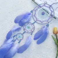 Original Fantasy Dwarf Dopamine Dreamcatcher Hand-Woven Wind Chimes Girl Heart Bedroom Decorations Hoop Feather Simple Style main image 4