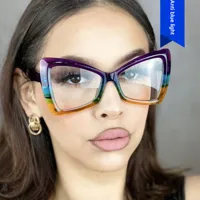 Butterfly Frame Full Rim Glasses Anti-Blue Light Plain Lens Large Frame Color Matching Design Elegant Versatile For Adults main image 1