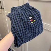 Fashion Style Women's Summer Pajamas Short-Sleeved Casual Plaid Pants Home Wear Two-Piece Set Breathable Comfortable Trueran Blend main image 3