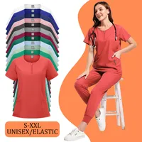 Women's Zipper Round Neck Hospital Work Clothes Up And Down Suit Doctor Hand Washing Suit Comfortable Spring And Autumn Summer main image 2