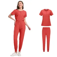 Women's Zipper Round Neck Hospital Work Clothes Up And Down Suit Doctor Hand Washing Suit Comfortable Spring And Autumn Summer main image 4