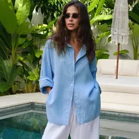 Casual Loose Solid Color Shirt All-Matching Lazy Fashion Spring And Summer  Style Long Sleeve Lapel Shirt main image 1