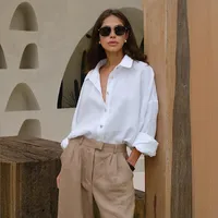 Casual Loose Solid Color Shirt All-Matching Lazy Fashion Spring And Summer  Style Long Sleeve Lapel Shirt main image 2