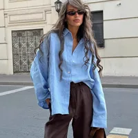 Casual Loose Solid Color Shirt All-Matching Lazy Fashion Spring And Summer  Style Long Sleeve Lapel Shirt main image 3