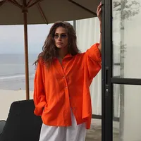 Casual Loose Solid Color Shirt All-Matching Lazy Fashion Spring And Summer  Style Long Sleeve Lapel Shirt main image 4