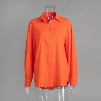 Casual Loose Solid Color Shirt All-Matching Lazy Fashion Spring And Summer  Style Long Sleeve Lapel Shirt sku image 9