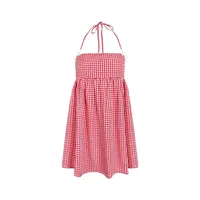 Fashion Style Off Shoulder Plaid Mini Dress Sexy Summer Holiday Dress Women's Fashion High Waist A- Line Skirt One Shoulder Design main image 5