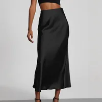Elegant Black Satin Mini Skirt Fashionable Ladies High-End Unique Beautiful Skirt Fashionable Urban Commuter main image 1