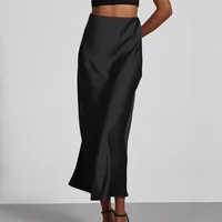 Elegant Black Satin Mini Skirt Fashionable Ladies High-End Unique Beautiful Skirt Fashionable Urban Commuter main image 2