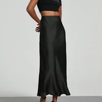 Elegant Black Satin Mini Skirt Fashionable Ladies High-End Unique Beautiful Skirt Fashionable Urban Commuter sku image 2