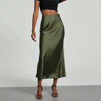 Elegant Black Satin Mini Skirt Fashionable Ladies High-End Unique Beautiful Skirt Fashionable Urban Commuter sku image 7