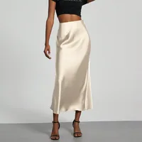Elegant Black Satin Mini Skirt Fashionable Ladies High-End Unique Beautiful Skirt Fashionable Urban Commuter sku image 11