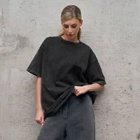 Men Women Summer Street Style Animal Pattern Washed-out Vintage Short Sleeve T-shirt Casual Loose Round Neck Cotton Top main image 3