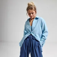 Two-Layer Pleated Cotton Shirt Loose Long Sleeve Cotton  Elements Casual Women's Shirt main image 2