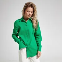 Two-Layer Pleated Cotton Shirt Loose Long Sleeve Cotton  Elements Casual Women's Shirt main image 4